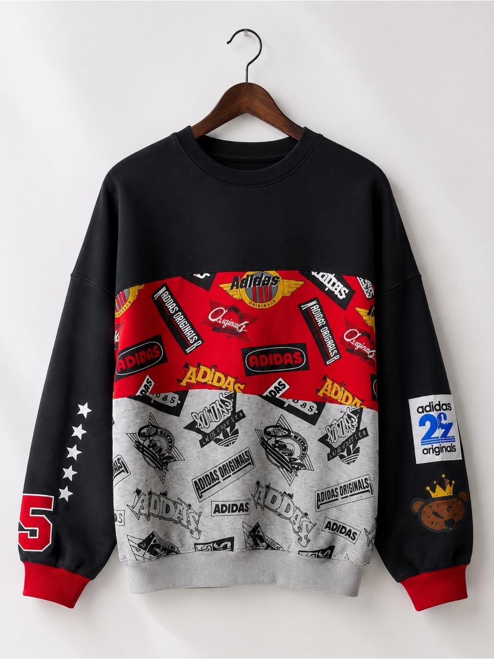 RARE VINTAGE ADIDAS ORIGINALS X NIGO 25TH ANNIVERSARY JAMS BLOCKED CREWNECK 2XL - Picture 2 of 12